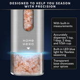 Home Hero Electric Salt and Pepper Grinder Set - Automatic Salt and Pepper Grinder Set Rechargeable. Electronic Salt and Pepper Shakers with LED Light, Electric Pepper & Salt Grinder, Set of 2