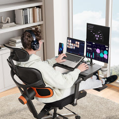 Newtral Home Office Laptop Desk, Adjustable Portable Laptop Table with Wrist Rest, Mouse Pad and Cup Holder, Laptop Tray for Office Chair for Working, Writing and Gaming - Work from Home Essentials